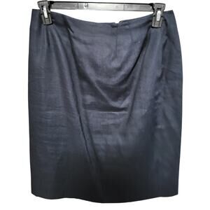 Valerie Stevens Pure Linen Dark Blue/Black Pencil Skirt - 14